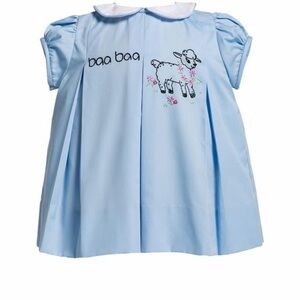 The Proper Peony Blue Baby Outfit Baa Baa with Lamb Embroidery